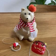 しろくま貯金箱　本体&マフラー&みかん帽子&お正月&鬼のお面のサムネイル