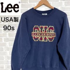 Lee リー USA製 90s スウェット トレーナー 刺繍 古着 ネイビーのサムネイル