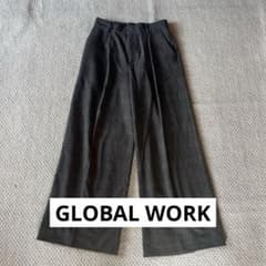 GLOBAL WORK 체크 무늬 와이드 팬츠 M 그레이
