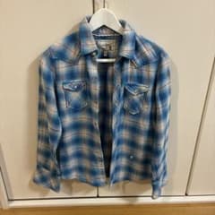 Flash Report 長袖シャツ L 青と白のチェックのサムネイル
