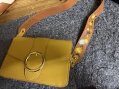 イエロー ショルダーバッグ 花柄ストラップのサムネイル