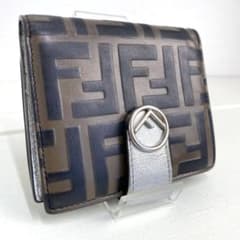 美品✨️FENDI 2つ折り 財布 ズッカ エフイズ レザー フラップ