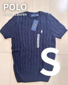 新品タグ付/Sサイズ】POLOラルフローレン 春夏ケーブルニット ネイビー