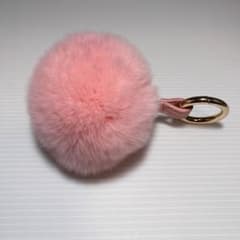ラビットファー　ピンクのポンポンボール　キーホルダーのサムネイル