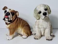 犬の置物 2体セット （ブルドッグ・マルチーズ） S-12-2 - メルカリ