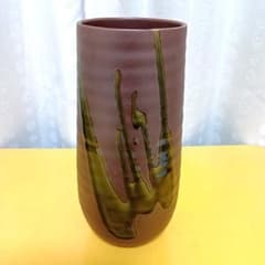骨董品 花入 花器 花瓶 作家不明 赤釉 釉景色 共箱付き 茶道具 極美品‼️ 骨董品 花入 花器 花瓶 作家不明 赤釉 釉景色 共箱付き 茶道具 極美品