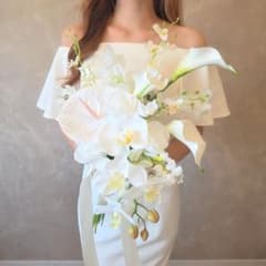 白 胡蝶蘭 アーティフィシャルフラワー ウェディング ブーケ 造花 結婚