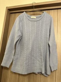透かし編み ニット ブルーのサムネイル