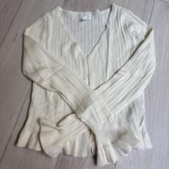 H&M フリルカーディガン 長袖 クリーム Sのサムネイル