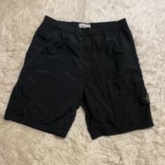極美品 Stone Island カーゴショーツ 34 ブラック ナイロンメタル