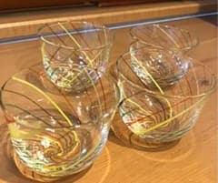 ガラス　グラス　手描き　吹きガラス　渦巻き　茶器セットのサムネイル