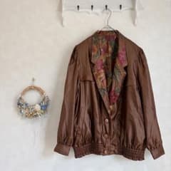 Jumper/Blouson/Jacket, Floral Pattern, Brown, Size M, Reversible