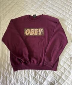 OBEY オベイ ボックスロゴ スウェット トレーナー M バーガンディのサムネイル