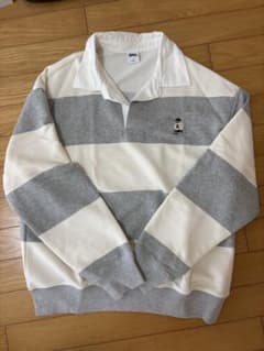 SPAO ラガーシャツ グレー ボーダー ベア刺繍のサムネイル