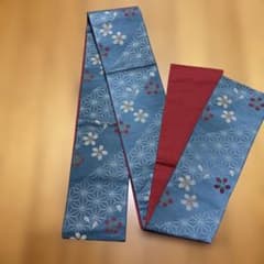 深緑色花柄半幅帯のサムネイル