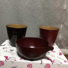 越前創作手づくり漆器ペアカップ。注ぎ口付き器。のサムネイル