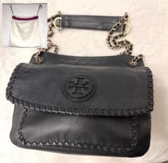 美品 トリーバーチ 2way ショルダーバッグ マリオン レザー ネイビー