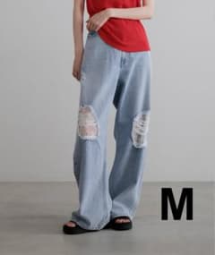 LOWRYSFARM ローリーズファーム レースデニム ダメージレース(85)M