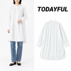 即日発送】TODAYFUL スタンドカラーオーバーシャツ ホワイト コットン 
