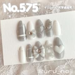 ネイルチップ‪‪❤︎‬グレー ホワイト 量産型地雷韓国ワンホンイニシャルガーリー m22339836643_1.jpg?1778592963