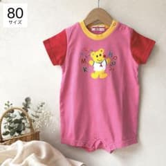♡3点セット♡ミキハウス クマ刺繍ロンパース 80cm ミキハウス レトロ クマ刺繍 ロンパース 80 半袖 美品 平成レトロ