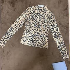 レオパード柄 長袖 ハイネック トップス