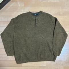 90s メランジ ヘンリーネック コットンニット USA製 ボックス 