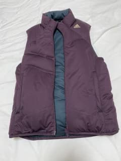 adidas リバーシブル ダウンベスト パープル/グレー - メルカリ