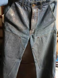 完売品 CLEL特殊加工ダブルニーデニムパンツブルーSのサムネイル