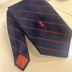 Yves Saint Laurent ネクタイ ネイビー レッド ストライプ - メルカリ