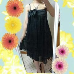 4月11日値下げブラックアシメリボンドレス結婚式にものサムネイル