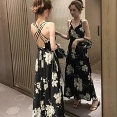 夏だっ⭐海だっ⭐セクシーロングワンピース　黒　Lのサムネイル