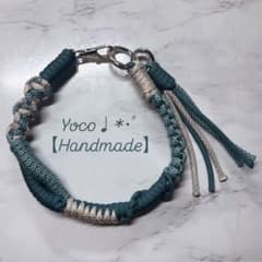 ハンドメイド スマホショルダーストラップ グリーン×ベージュのサムネイル