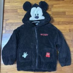 ミッキーマウス フリースジャケット 120cm以上 黒のサムネイル
