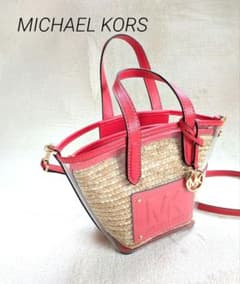 MICHAEL KORS 3WAYバッグ クリア×ラタン風サーモンピンク - メルカリ