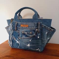 えりりりん様専用　ペイント　デニムリメイク　トートバッグ　【M】　底板L　底板Mのサムネイル