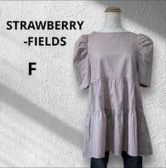 ◆ストロベリーフィールズ　パフスリーブティアードチュニック　ピンク　綿100