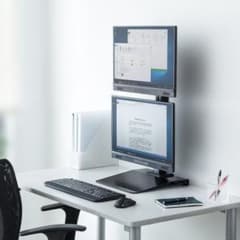 【超美品】縦型デュアルモニター台 2画面設置スタンド 上下モニタースタンドのサムネイル