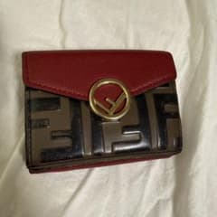 FENDI フェンディ 3つ折財布 ミニ財布 エフイズ ズッカ柄 レッド