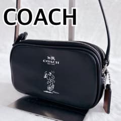 極美品✨COACH スヌーピー クロスボディ ショルダーバッグ レザー 黒