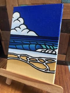 油絵 原画 海の絵　風景画　サムホール　インテリアアート　ビーチ　KUROのサムネイル