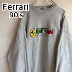 極美品 90s LL フェラーリ×マレリ 刺繍 スウェット F1 企業物 黒 超レア 90s フェラーリ 刺繍ビッグロゴ スウェット F1 企業物 オールド