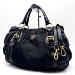 極上美品✨】プラダ 2way ハンドバッグ ギャザー テスートナイロン 