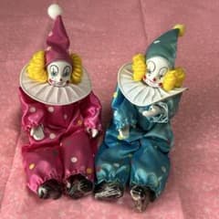 昭和レトロ】 ヴィンテージ ピエロ人形 2体セット 陶器・磁器製 ビスク