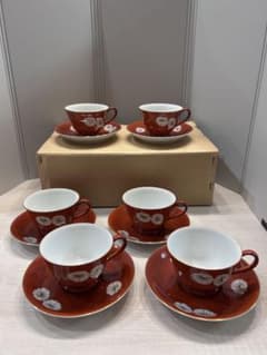 ☆オールドノリタケ 朱色チョコレートセット☆ 良好☆ ☆オールドノリタケ 朱色チョコレートセット☆ 良好☆