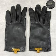 美品】エルメス ソヤ ケリー カデナ ラムスキン 手袋 黒 7 定価20万円
