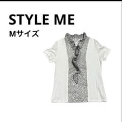 特価！STYLE ME 半袖カットソー ドット柄フリル ホワイト おしゃれのサムネイル