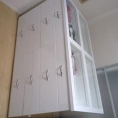 特注オーダー定価30万 鏡張りホワイト木製チェスト 6段 ガラス引き出し