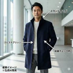 ブラックレーベルクレストブリッジ ウールコート M チェック 紺 三陽商会 ブラックレーベルクレストブリッジ ウールコート M チェック 紺 三陽