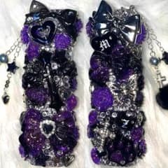 ★ iQOSケース デコ black×purple チャーム付き (113)のサムネイル
